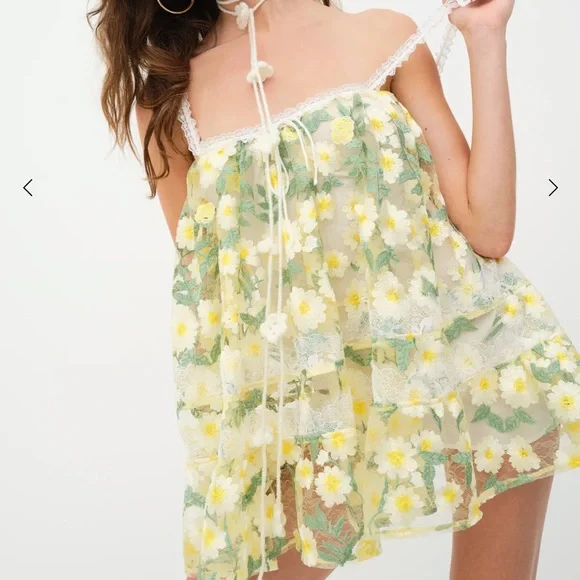 For Love And Lemons | Dresses | Free People For Love Lemons Rachel  Embroidered Lace Ruffles Mini Dress Xl | Poshmark